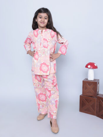 Girls' Peach Blossom Cotton Co-Ord Set