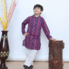 Zig-Zag Charm Navy Pink Kurta Set for Boys