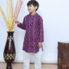 Zig-Zag Charm Navy Pink Kurta Set for Boys