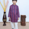 Zig-Zag Charm Navy Pink Kurta Set for Boys