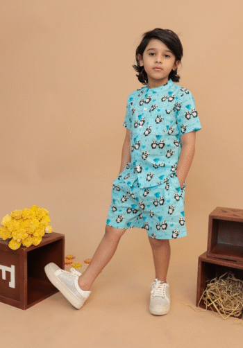 Boy half shirt and shorts coord set