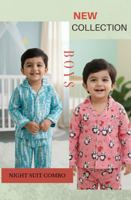 Infant Cotton Night Suit Combo Pack (2 Pcs Set)