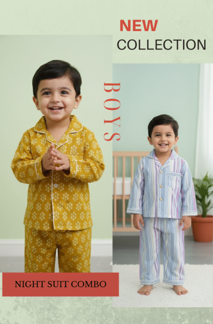 Infant Cotton Night Suit Combo Pack (2 Pcs Set)